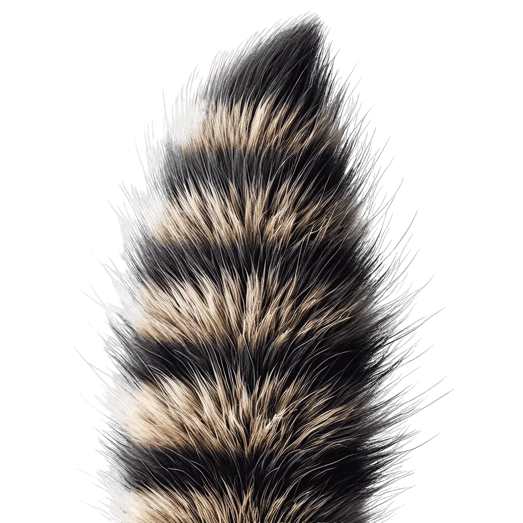 DALL·E 2024-06-25 15.00.22 - A highly realistic image of a raccoon tail. The tail has detailed fur texture, with the characteristic black and gray rings. The image focuses on the -Photoroom