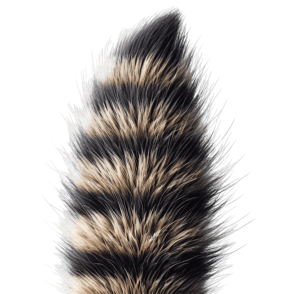 DALL·E 2024-06-25 15.00.22 - A highly realistic image of a raccoon tail. The tail has detailed fur texture, with the characteristic black and gray rings. The image focuses on the -Photoroom